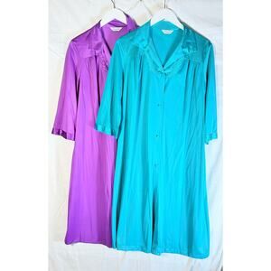 Vintage Lot Vanity Fair Purple/Teal Nightgown Robe Size S/M USA 1970s Loungewear